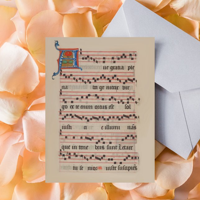Postal Ave gratia - Manuscrito Medieval Antiphon (Ave gratia plena Antiphon Medieval Manuscript Catholic Christian Postcard)