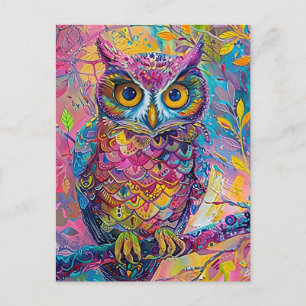 Postal Ave gruesa colorida Abstracto Arte Natural Animal