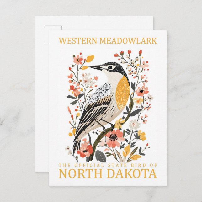 Postal Ave Meadowlark Occidental de Dakota del Norte EE.U (Anverso / Reverso)