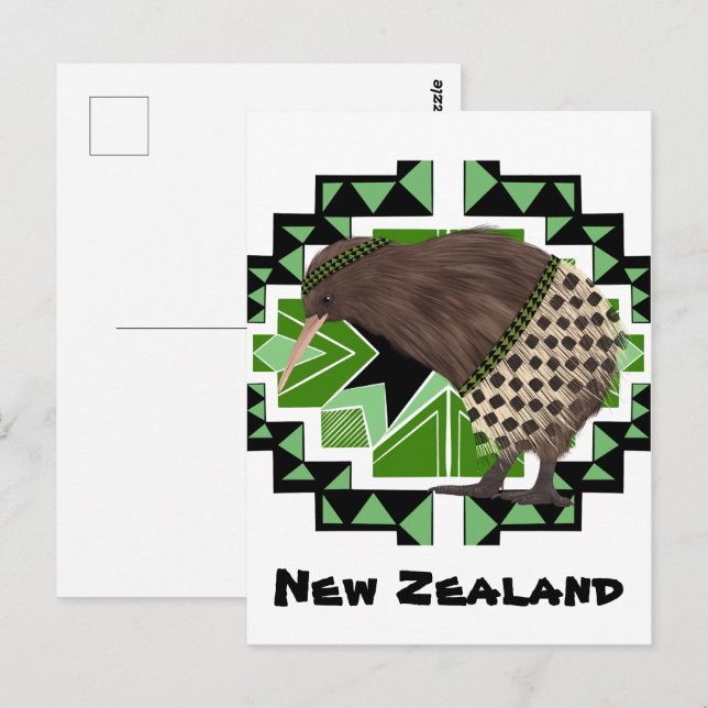 Postal Ave nacional neozelandesa tradicional - Ave Kiwi (Anverso / Reverso)