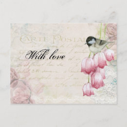 Postal Ave rosada de tulipanes rosados en el correo del D