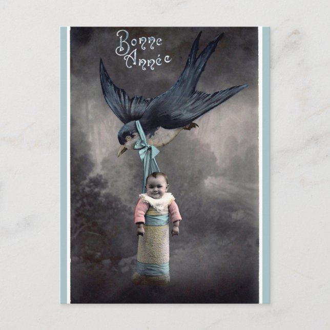 Postal Ave virgen con bebé Feliz Año Nuevo (Anverso)