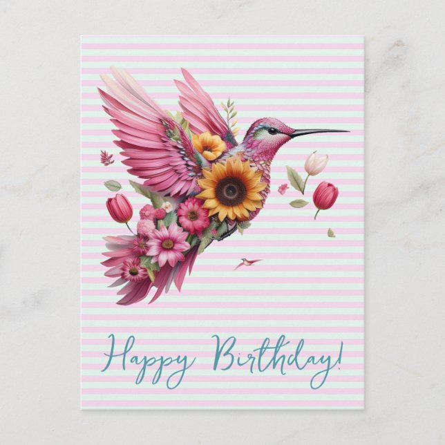 Postal Ave zumbido volando Feliz cumpleaños (Anverso)