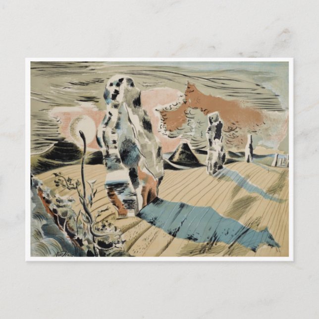 Postal Avebury (1937) de Paul Nash (Anverso)