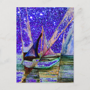 Postal Avellero Abstract Blue Purple Sparknight Sky