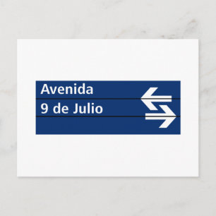 Postal Avenida 9 de Julio, Buenos Aires Señal de Tráfico
