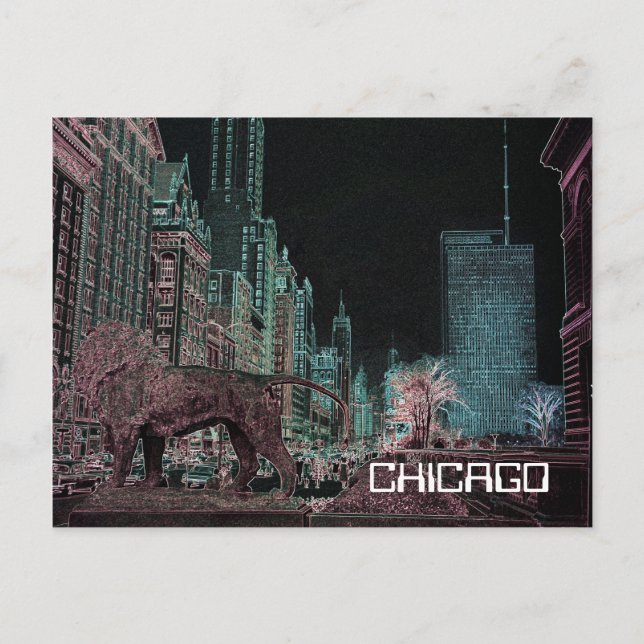 POSTAL AVENIDA CHICAGO MICHIGAN @ ART MUSEUM 1967 NEON (Anverso)