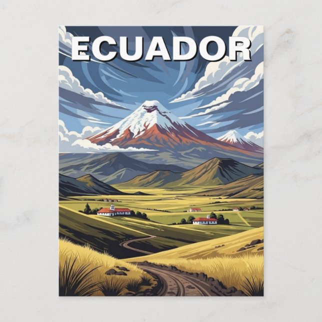 Postal Avenida de los Volcanes Ecuador viaje (Anverso)