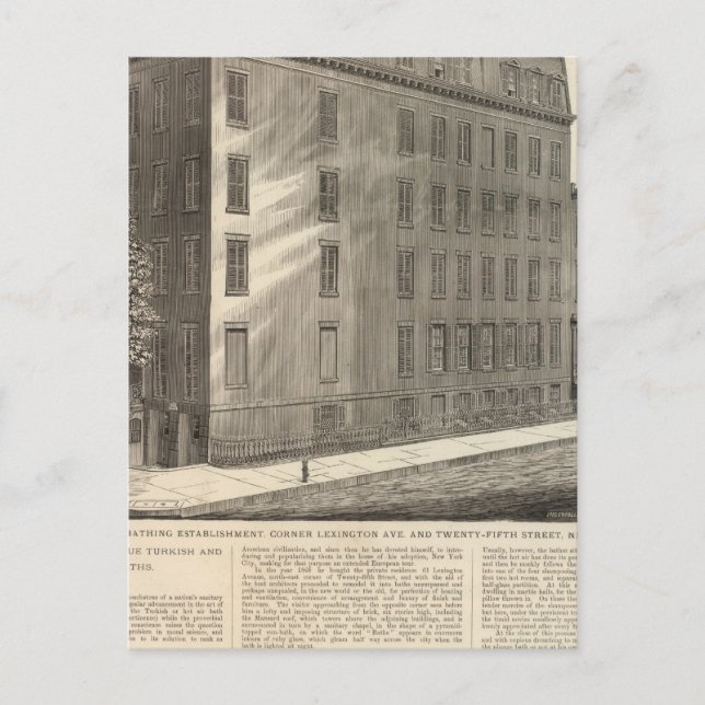 Postal Avenida Lexington Baños Turcos y Romanos (Anverso)