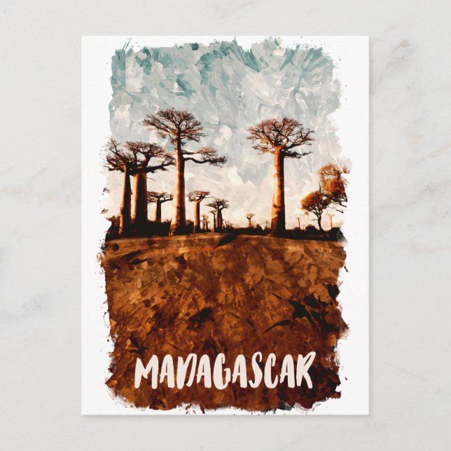 Postal Avenida Madagascar del paisaje baobabs (Anverso)