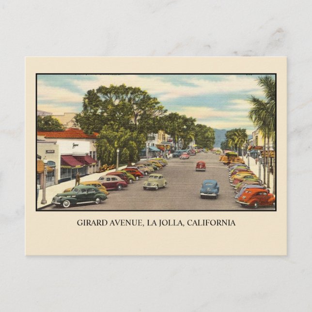 Postal Avenida Vintage Girard, La Jolla, San Diego (Anverso)