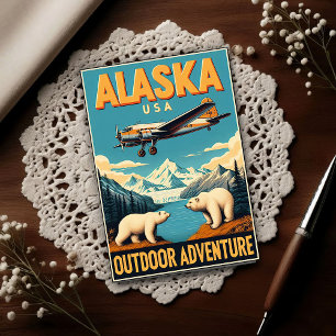 Postal Aventura al aire libre en Alaska Viaje Vintage
