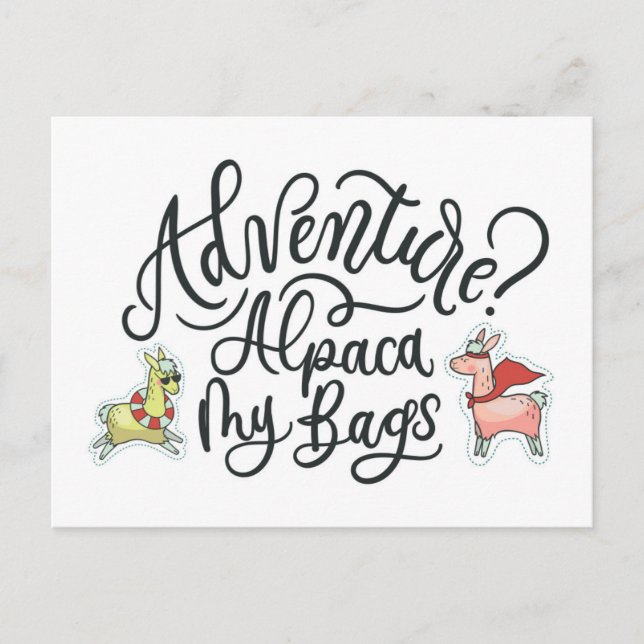 Postal ¿Aventura? Alpaca My Bags (Anverso)