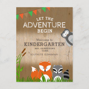 Postal Aventura animal   Bienvenidos Al Jardín De Niños