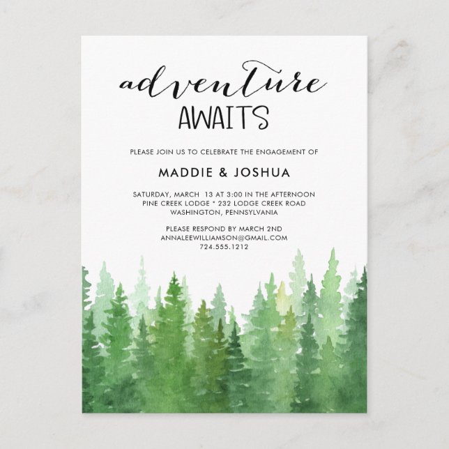 Postal Aventura de acuarela espera compromiso forestal In (Anverso)