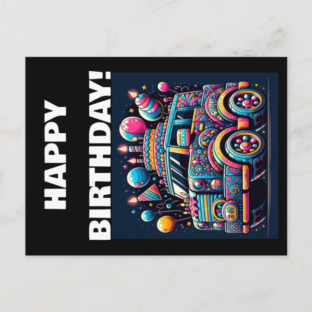 Postal Aventura de Autobús de Cumpleaños (Anverso)