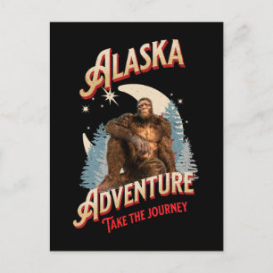Postal Aventura de Bigfoot de Alaska Arte de Retro Natura