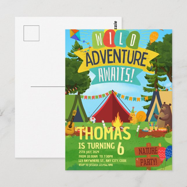 Postal Aventura de Camping Llamada a Todos los Campistas  (Anverso / Reverso)