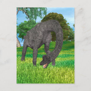 Postal Aventura de dinosaurio de cuello largo en la selva