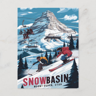 Postal Aventura de esquí en Snowbasin, Utah