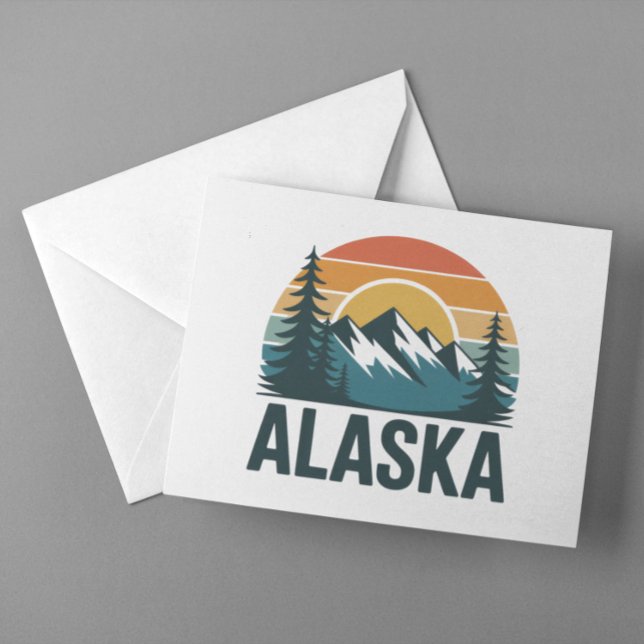Postal Aventura del atardecer retro de Alaska (Retro Alaska Sunset Adventure Postcard)
