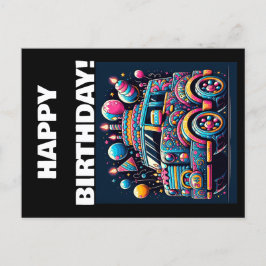 Postal Aventura del autobús de cumpleaños