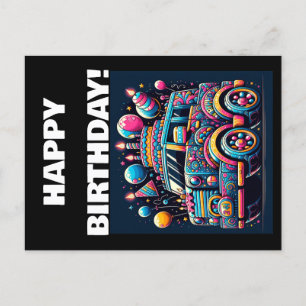 Postal Aventura del autobús de cumpleaños
