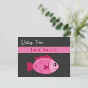 Postal Aventura del lago retro diseño vintage de pez rosa