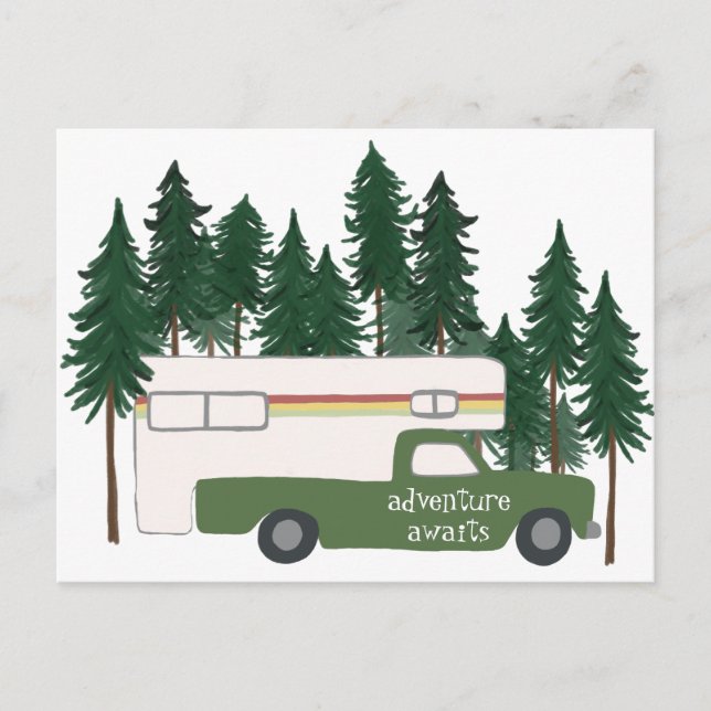 Postal AVENTURA ESPERA Camión de camping RV (Anverso)