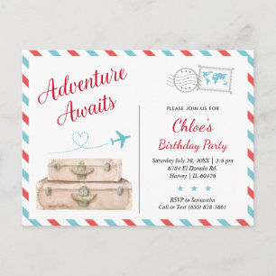 Postal Aventura Espera Chica Viajera Mundial Cumpleaños