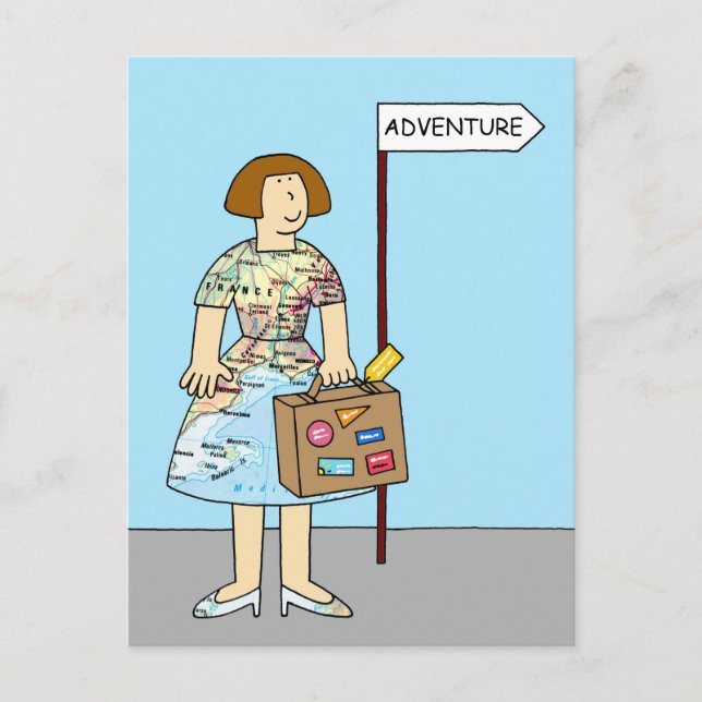 Postal Aventura Extranjera Bon Voyage Para Ella (Anverso)