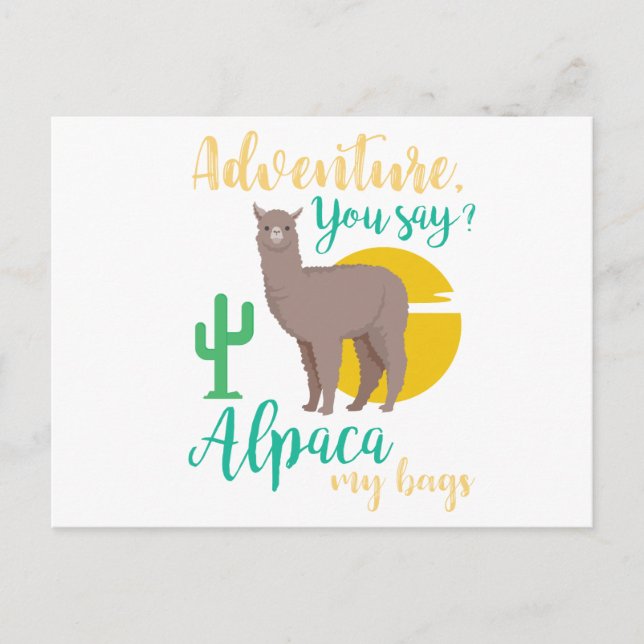 Postal ¿Aventura que dices? Alpaca My Bags Divertido viaj (Anverso)