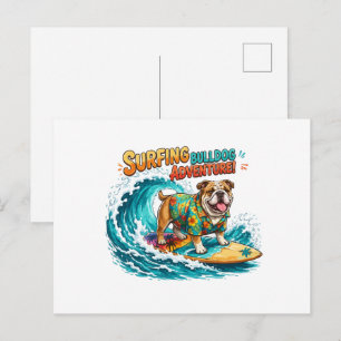 Postal Aventura Retro de Surf de Bulldog - Playa Vintage 