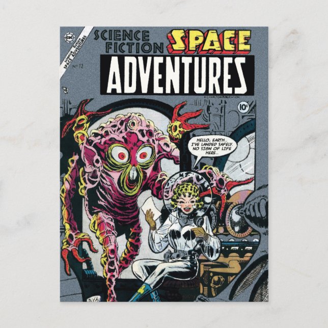 Postal Aventuras Espaciales #12 Divertido Cómic Retro de  (Anverso)