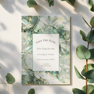 Postal Aventurina Cristal Verde Salvia Save the Date