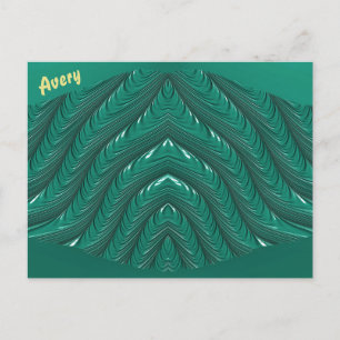 Postal AVERY ~ Glossy Postcard 3D Green Zany
