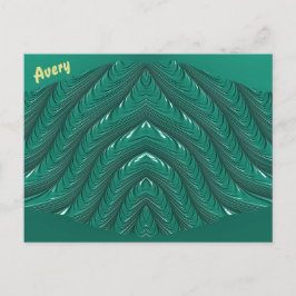 Postal AVERY ~ Glossy Postcard 3D Green Zany