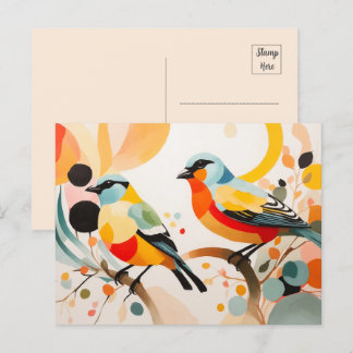 Postal Aves Abstractas En Una Sucursal