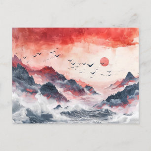 Postal Aves acuáticas chinas trepan por las montañas