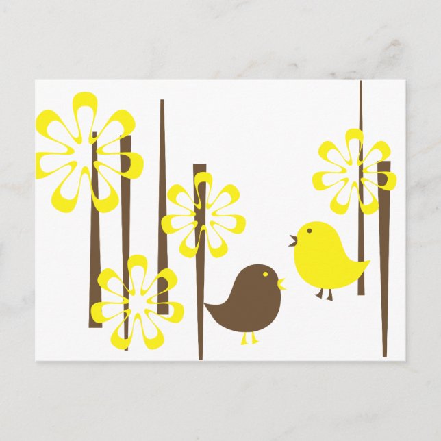 Postal Aves amistosas en amarillo (Anverso)