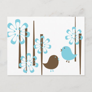 Postal Aves amistosas en azul