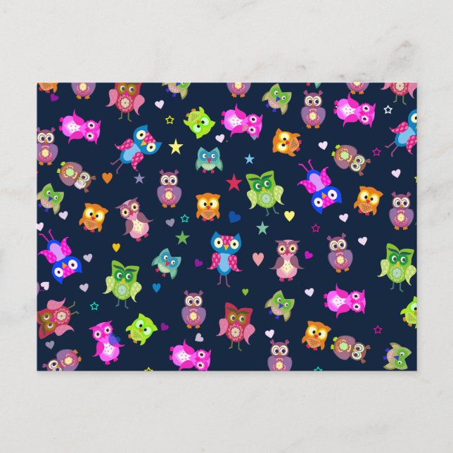 Postal Aves amorosas - búhos (Anverso)