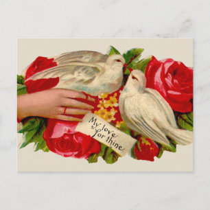 Postal Aves Antiguas Amor Victoriano Paloma Arte Clásico