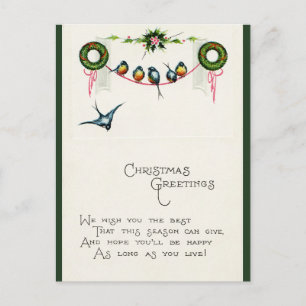 Postal Aves antiguas en Navidades de Cinta