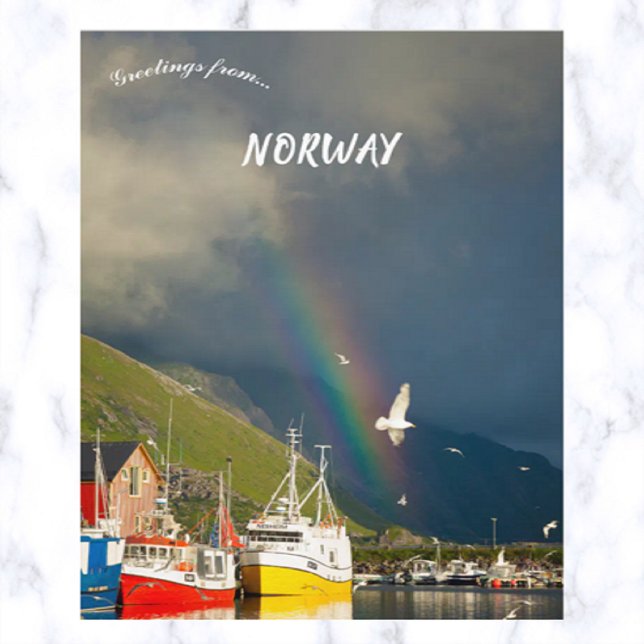Postal Aves arcoiris y barcos en Lofoten Noruega (Subido por el creador)