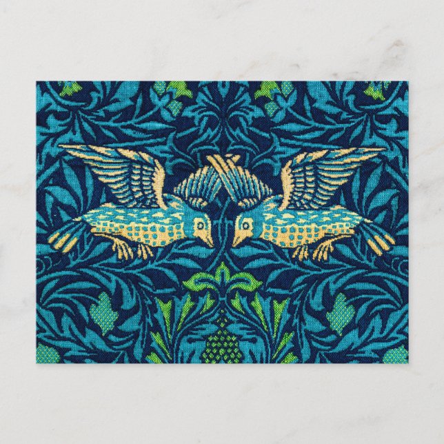 Postal Aves azules de William Morris (Anverso)