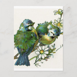 Postal Aves azules vintage