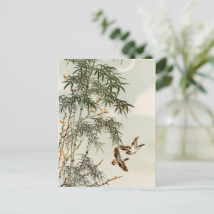 Postal Aves Bambú Vintage asiático japonés