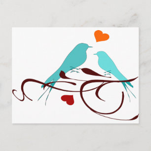 Postal Aves de Amor Vintage
