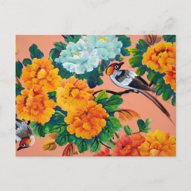 Postal Aves de color de agua de época (Anverso)